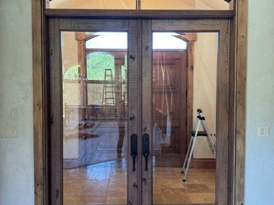 Solid Oak Doors with Beveled Glass Insets