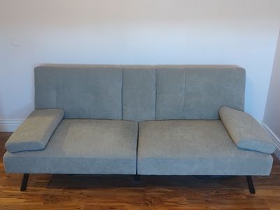 Gray/Beige Convertible Futon Sofa Bed
