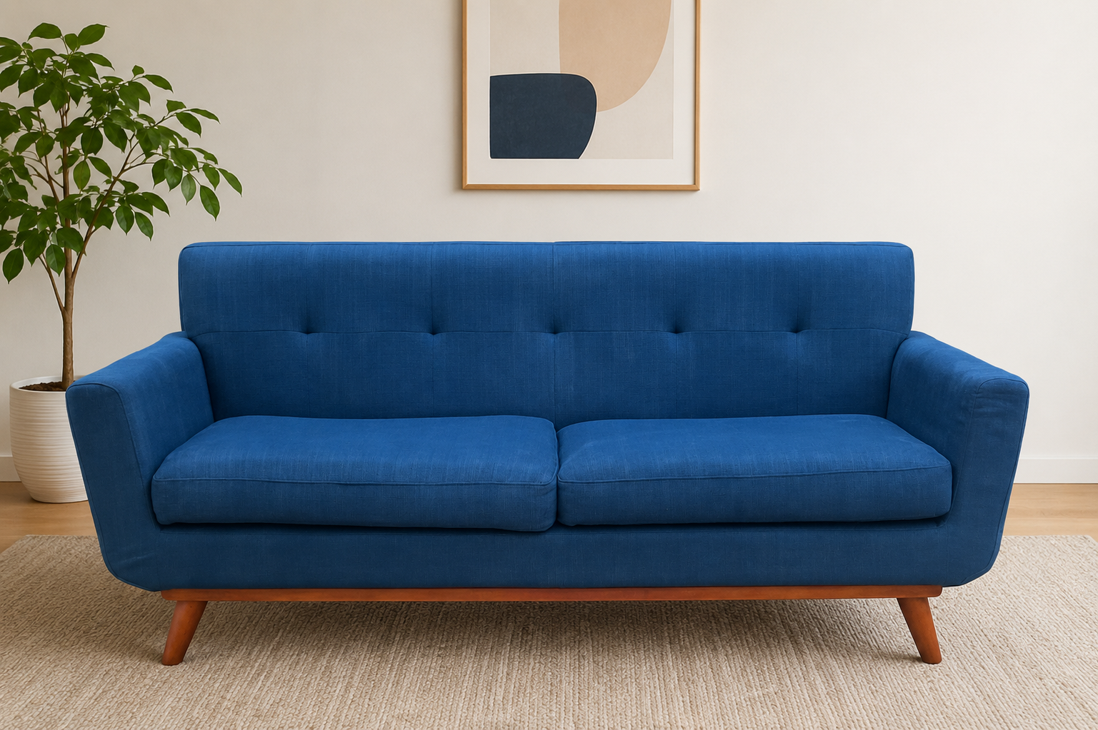 Blue Mid-Century Style Sofa Couch
