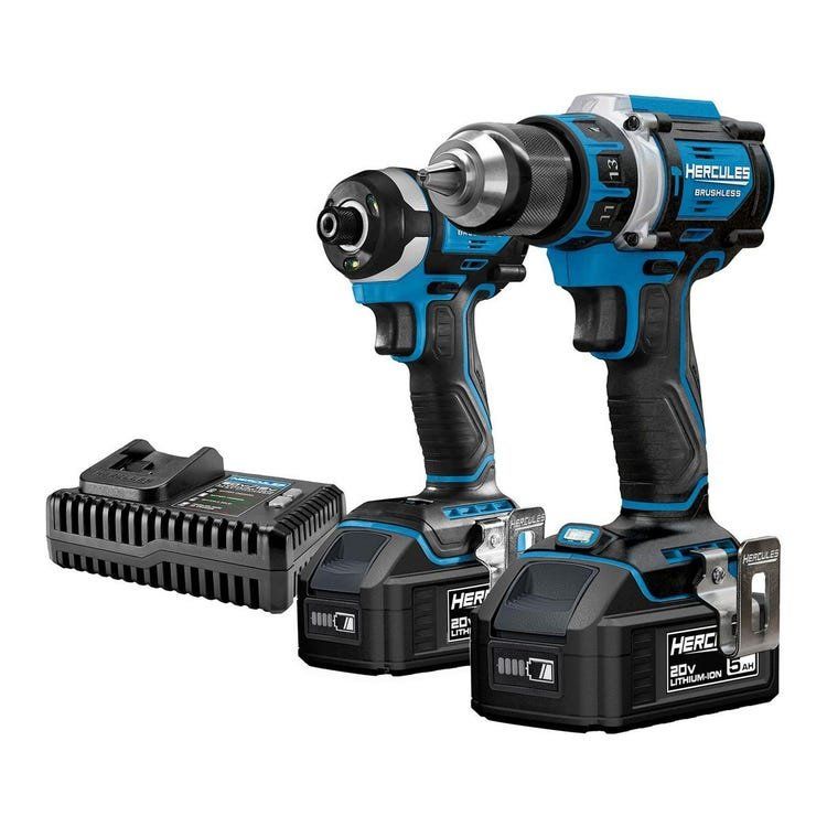HERCULES 20V BRUSHLESS CORDLESS 1/2 in. COMPACT HAMMER DRILL/DRIVER & 1/4 in. IMPACT DRIVER KIT
