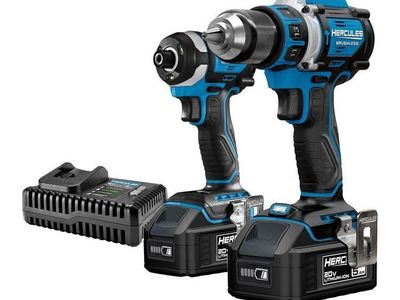HERCULES 20V BRUSHLESS CORDLESS 1/2 in. COMPACT HAMMER DRILL/DRIVER & 1/4 in. IMPACT DRIVER KIT