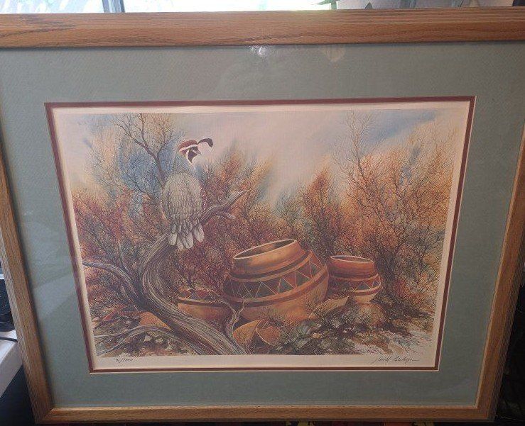 Jerald Bishop Southwestern Lithograph 91/1,000 Professionally Framed