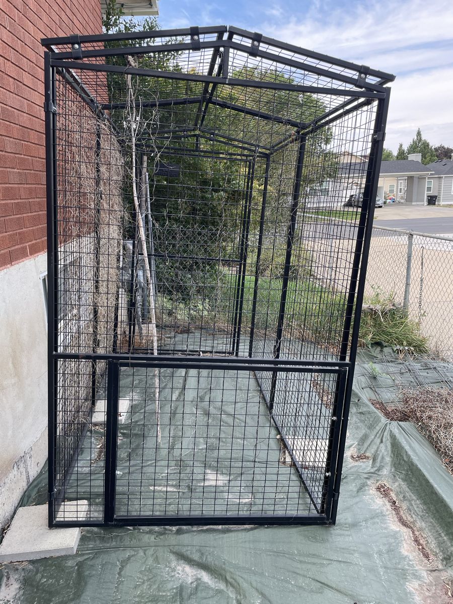Large Black Metal Outdoor Pet Enclosure / Walk-In Dog Kennel Run