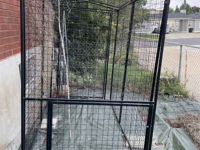 Large Black Metal Outdoor Pet Enclosure / Walk-In Dog Kennel Run