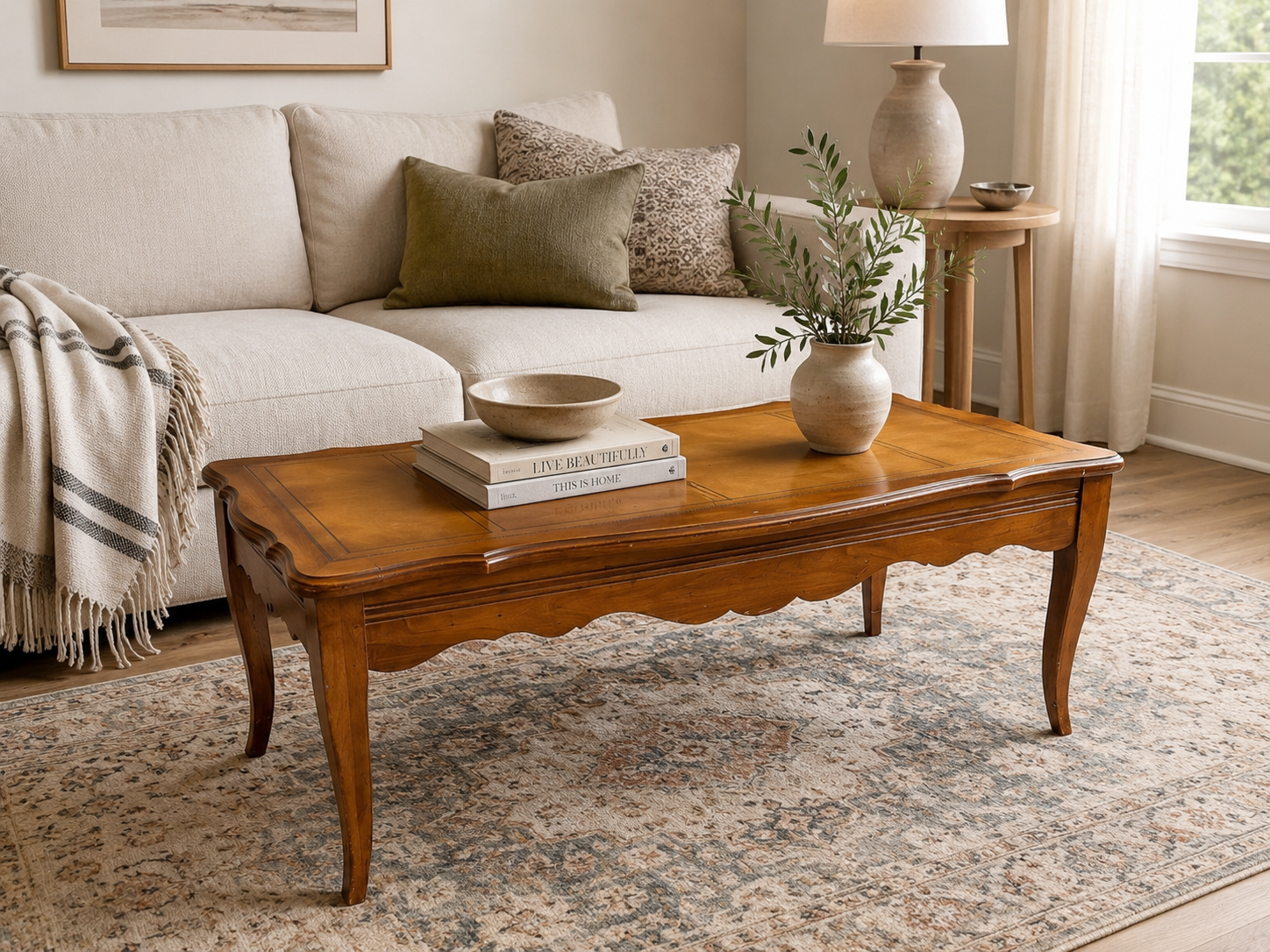 Vintage Stickley Leather Top Coffee Table – French Provincial Style