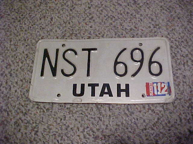 1984 single utah license plate. excellent condition
