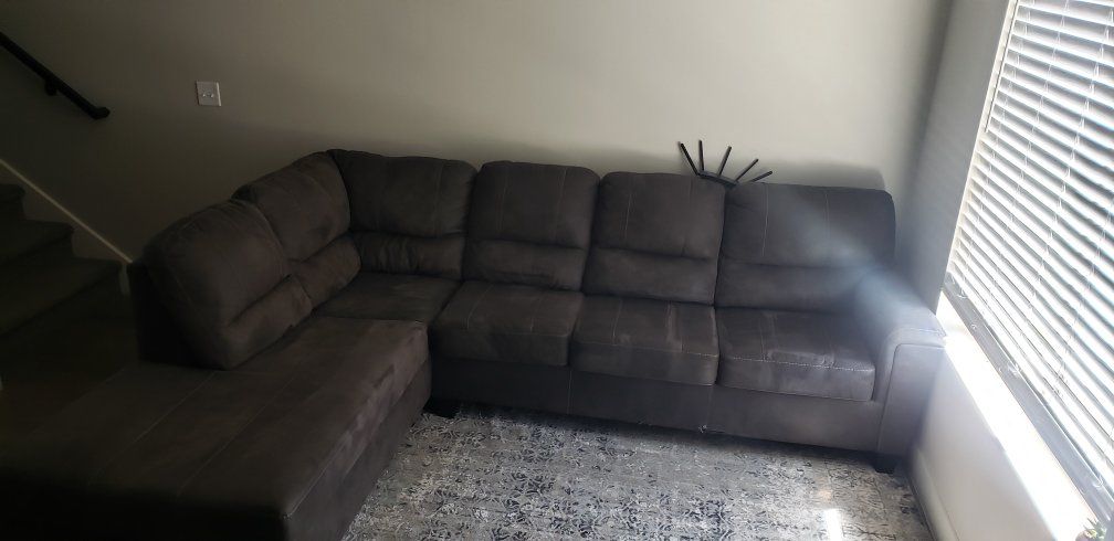 Dark Grey/Brown Sectional Sofa with Chaise