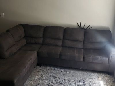 Dark Grey/Brown Sectional Sofa with Chaise