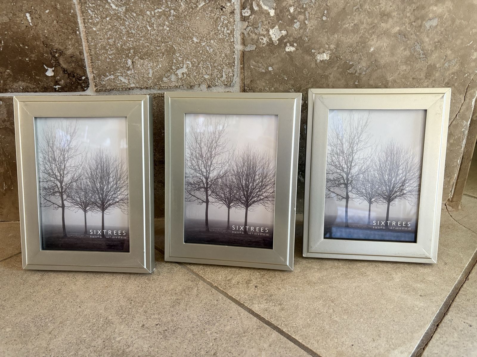 Set Of 3 5x7 Silver Tabletop Frames