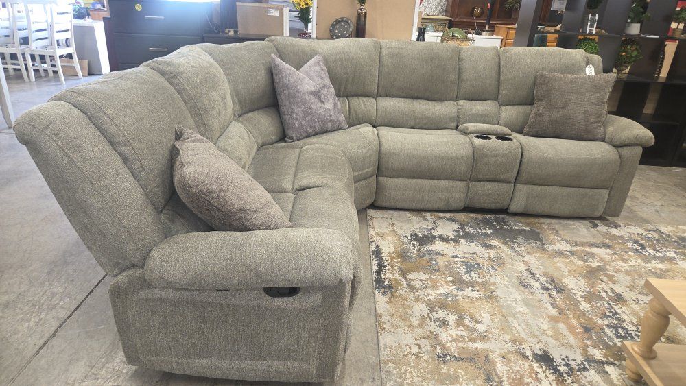 🩶3-Piece Gray Reclining Sectional