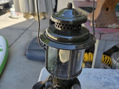 Vintage 1969 Coleman Military Green Gasoline Leaded Fuel Lantern Made in USA