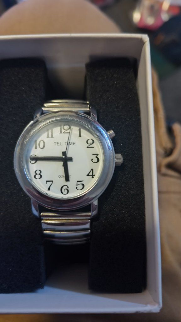 Tel Time Talking Watch Silver Tone Quartz BA0315 Single Battery Drive