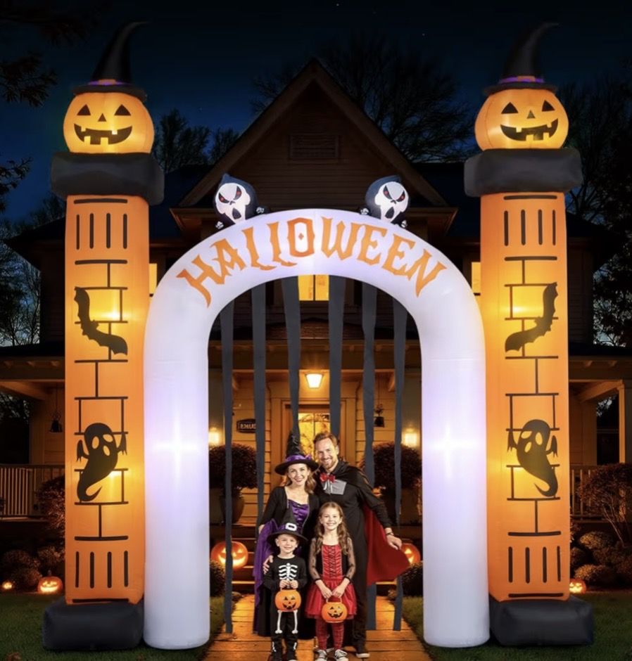 Halloween 11'  Pumpkin Arch Archway Inflatable Graveyard Cemetery Home Decor Decoration Prop