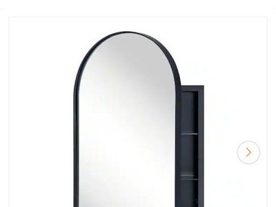 TEHOME Aristes 16x28.3in Arched Metal Recessed Medicine Cabinet w/ Mirror, Black
