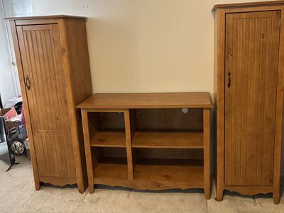 Cabinet Set - Solid Wood 3-Piece Entertainment Center / Storage