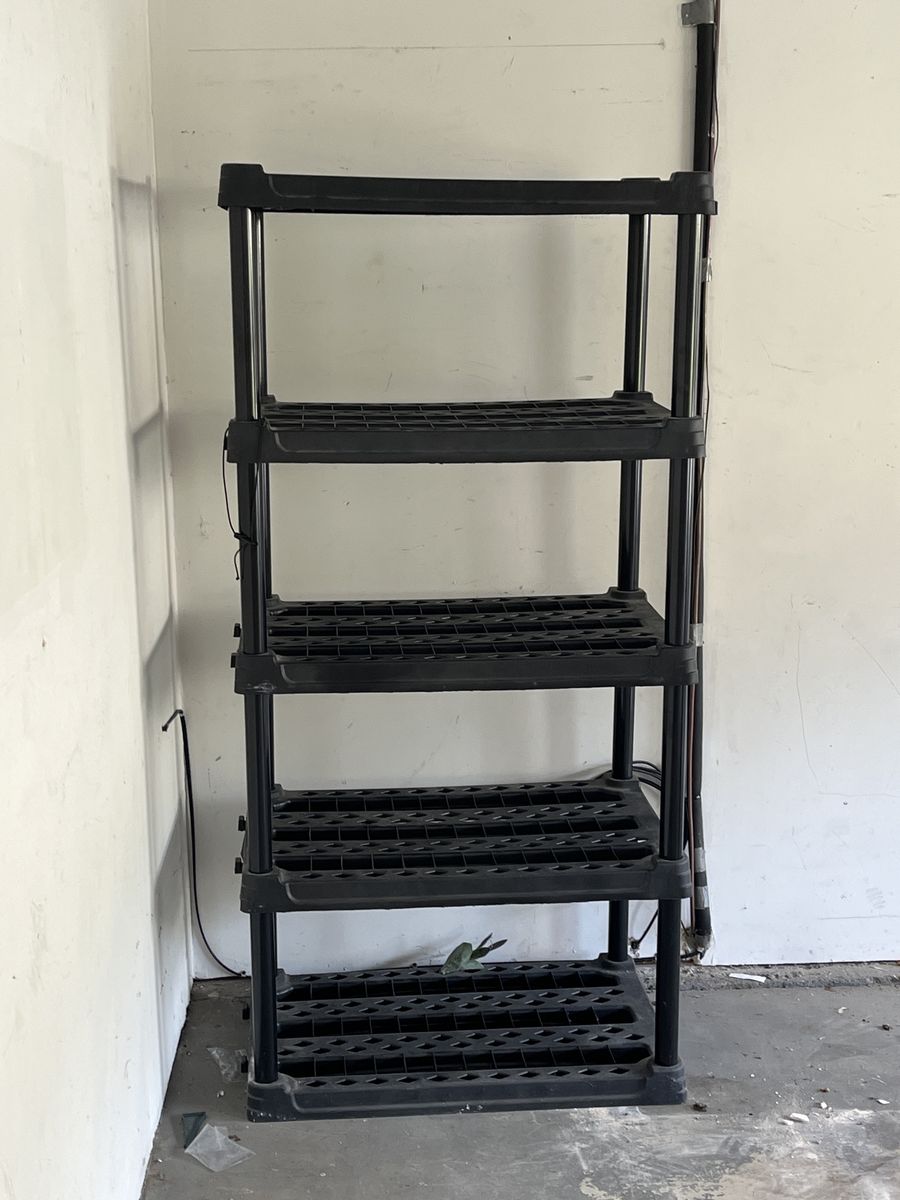 Black 5-Shelf Plastic Storage Unit Garage Shelving