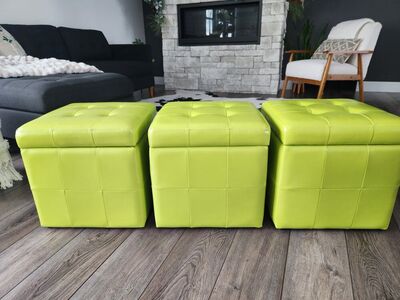 3 Storage Ottomans with hinged lids