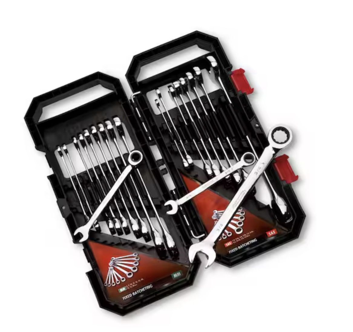 Husky 20-Piece SAE/Metric Ratcheting Combination Wrench Set with Case