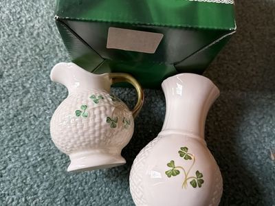 Donegal Belleek vase and pitcher