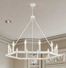 White Wagon Wheel Chandelier