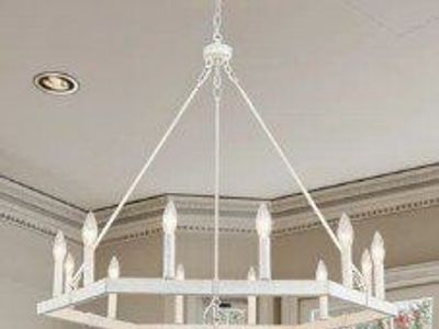 White Wagon Wheel Chandelier