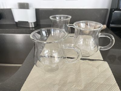 Clear Glass Double-Walled Mugs - Set of 3
