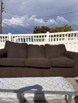 $50.00 or FREE-Dark Brown Couch w/ pullout mattress.