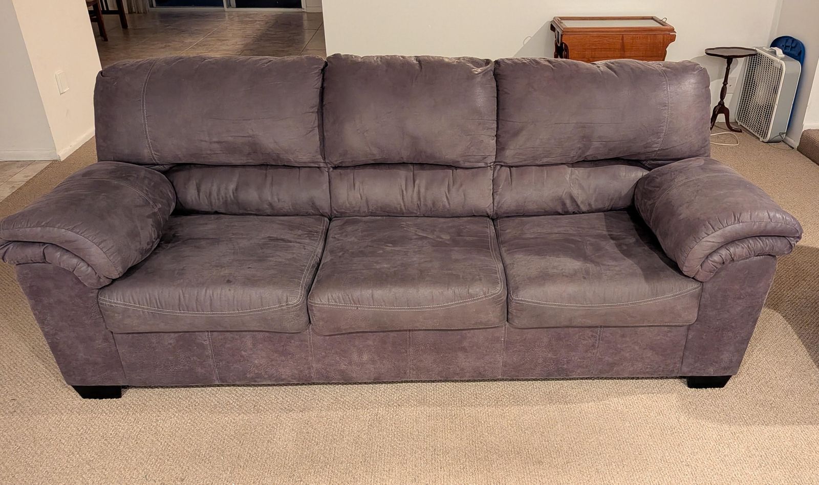 Pleather Couch with Pull-Out Bed