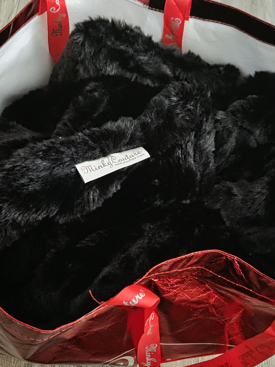 NEW Adult Size 50x60 Minky Couture Black Blanket  open box' W/O package bag.