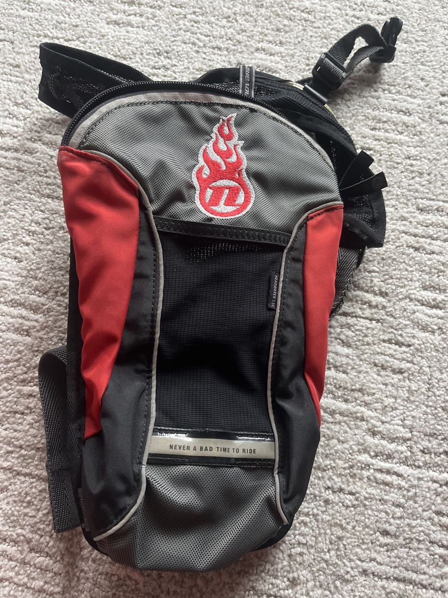 MSR Racing Headwater Hydration Pack - Red/Grey/Black, "Never a Bad Time to Ride" no bladder
