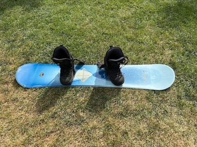 Snowboard with Bindings and Boots