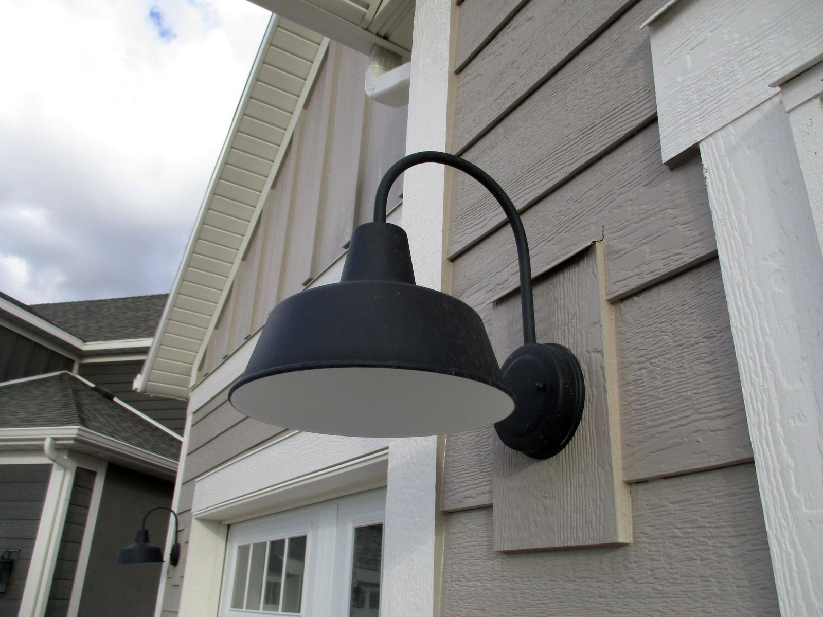 New Set of 2 (1 x 10"dia & 1 x 8"dia.) out-of-box Urban Barn 12" H, Barn Light Black Sconce