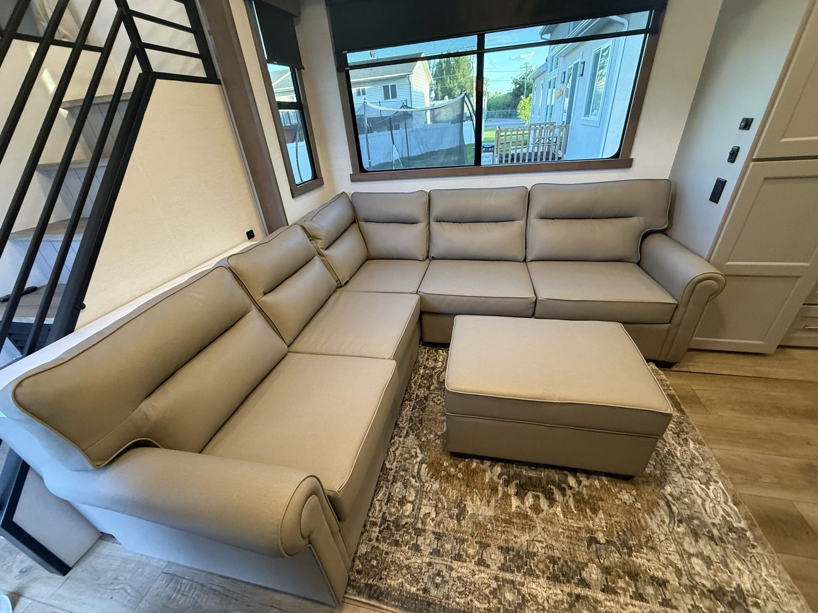 Modern Gray Sectional Sofa with Ottoman - RV/Home Furniture