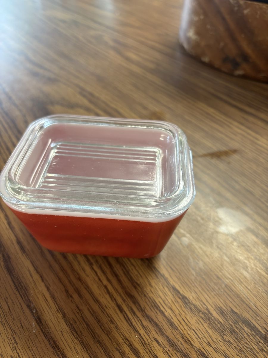 Vintage Pyrex Red Refrigerator Dish with Glass Lid