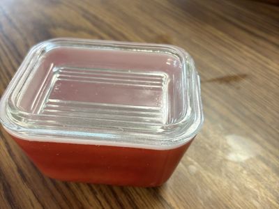 Vintage Pyrex Red Refrigerator Dish with Glass Lid