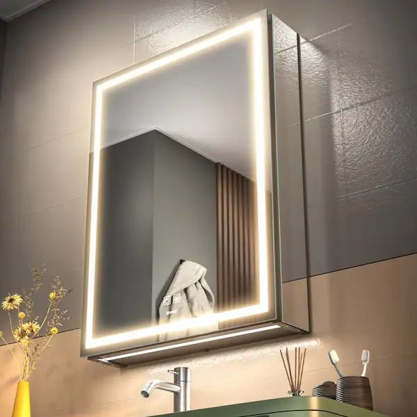 20x28 Silver LED Medicine Cabinet with Mirror Brand New