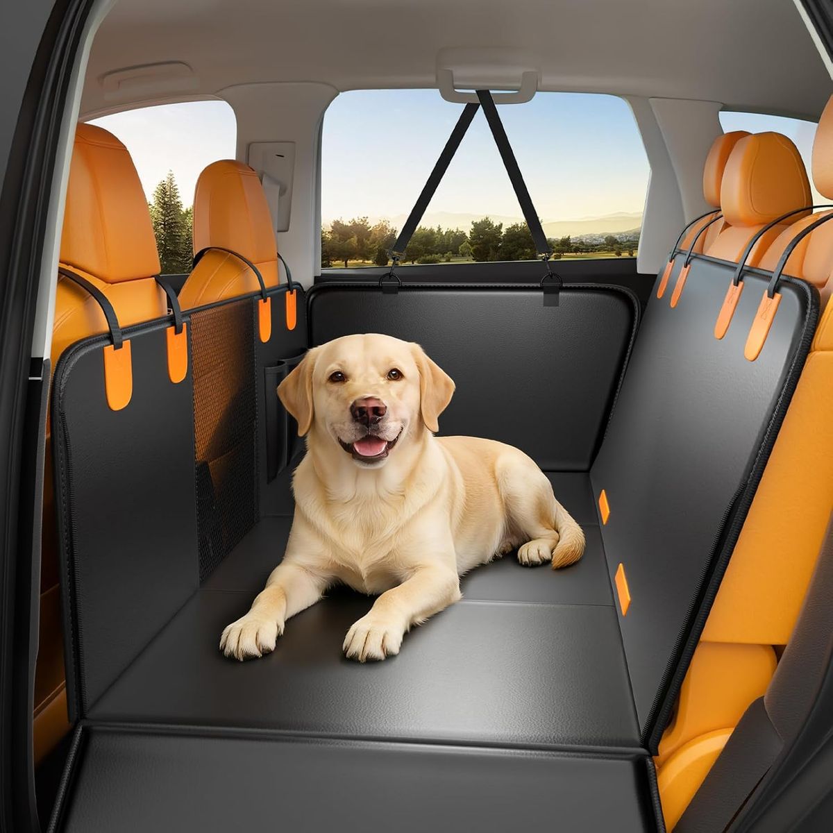 NEW Dog Car Seat Cover for Back Seat, PU Leather Hard Bottom Back Seat Extender for Dogs