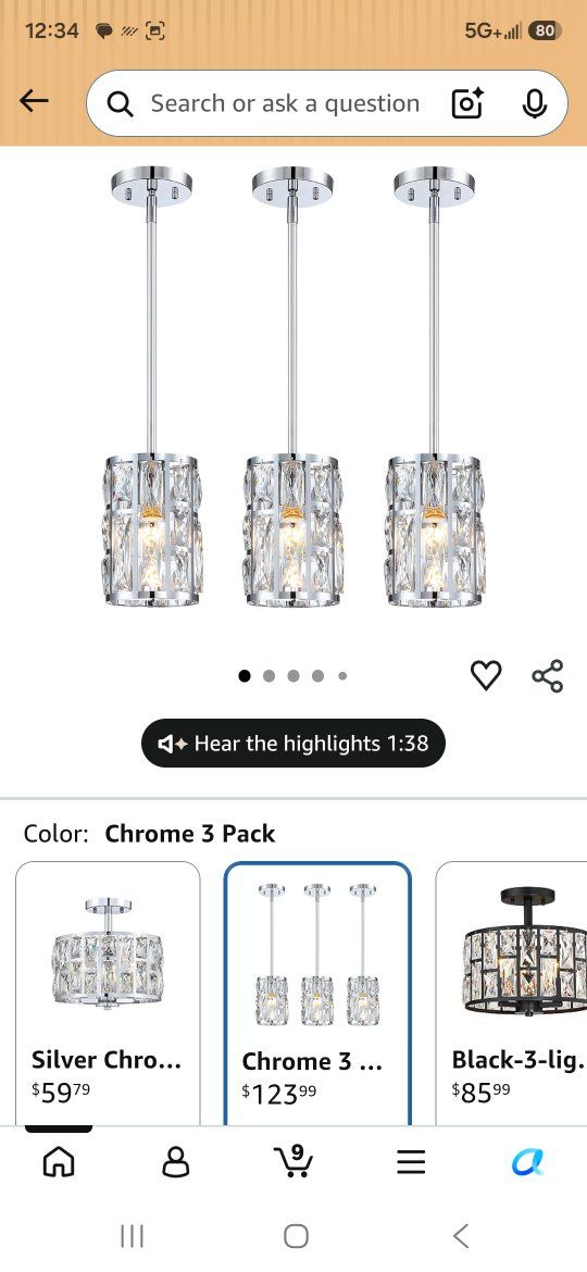 Beautiful Dinning Room Chandelier 3 Piece Light Fixtures New!