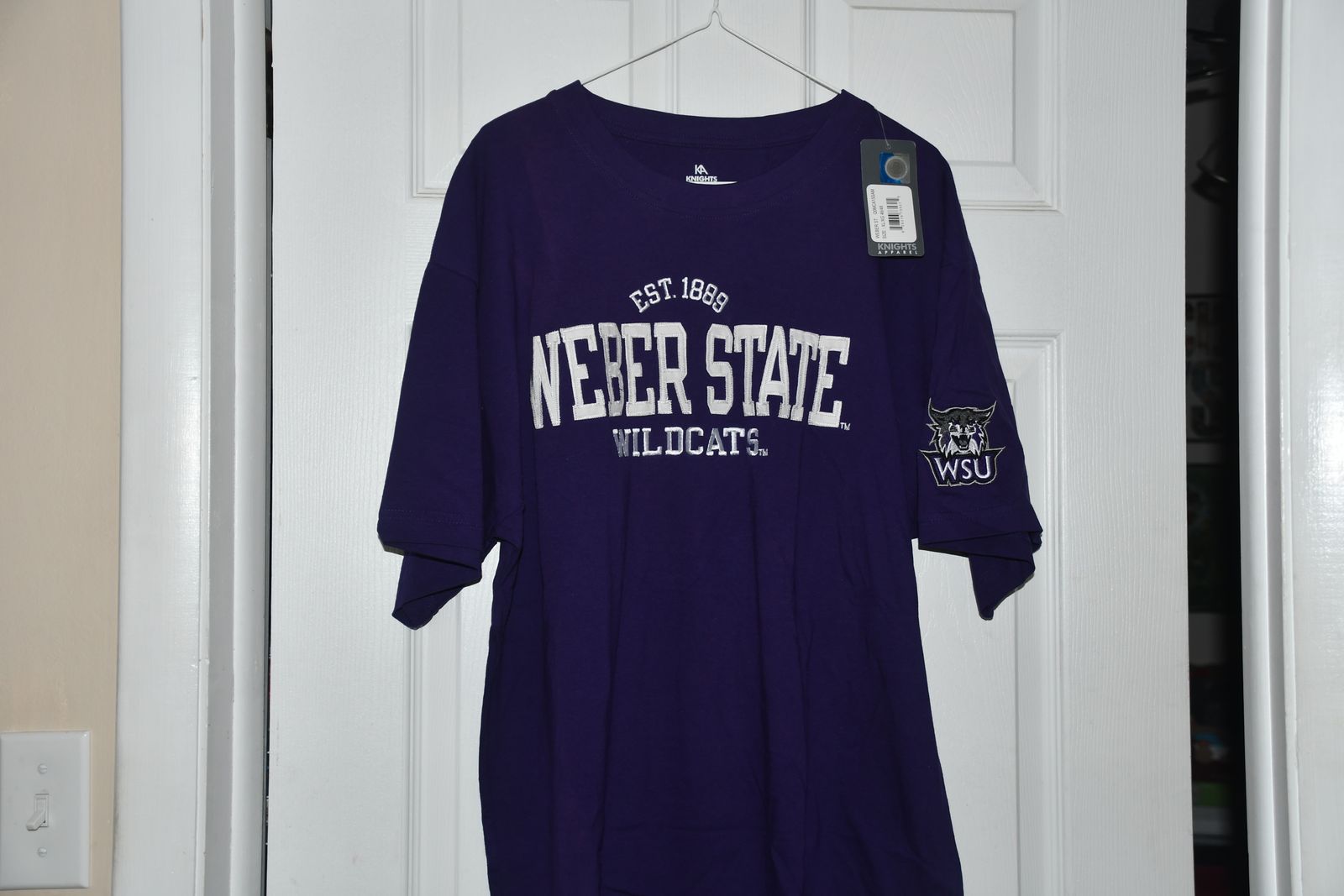 NWT MEN'S "WEBER STATE WILDCATS" PURPLE T SHIRT ~ SIZE XL ~ SHORT SLEEVE