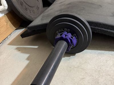 Complete barbell, bumpers, change plates, mats.