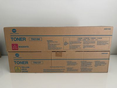 Konica Minolta TN213M Magenta & TN213Y Yellow Toner Cartridges - New, 364g each
