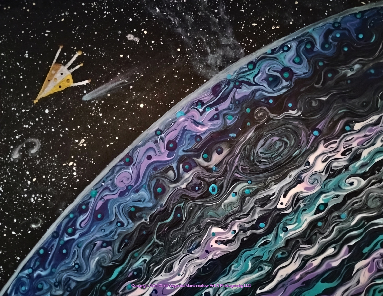 Space Probe explores planet - Limited Edition Canvas Print