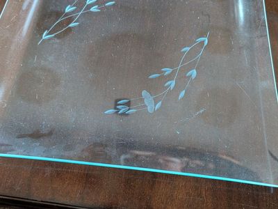 Princess house Square Glass Plate Tray with Etched Floral Vine Design