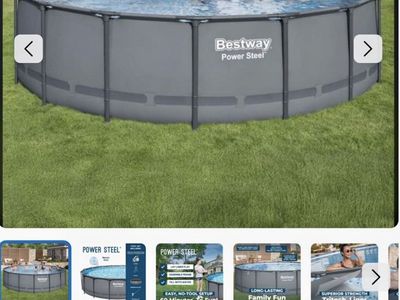Bestway Power Steel Above Ground Swimming Pool - Easy Setup, Durable Tritech Liner