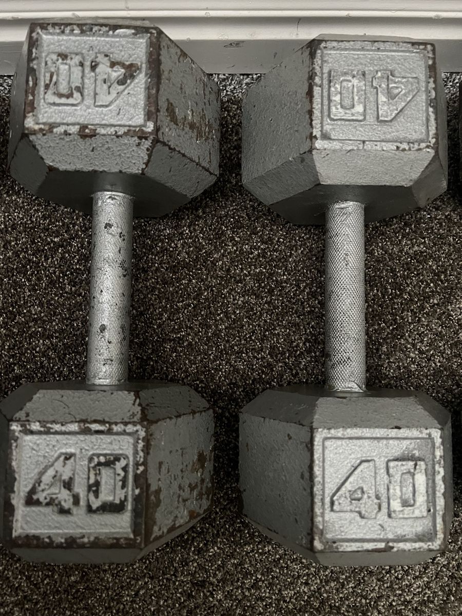 Pair of 40lb Hex Dumbbells - Heavy Duty Free Weights for Strength Training text only
