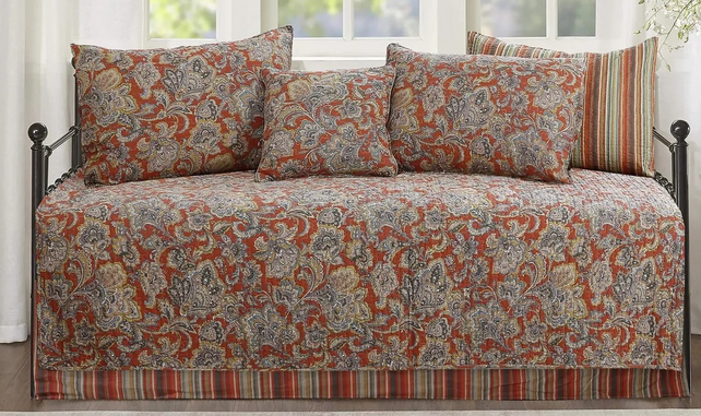 NEW 6pc Day Bed Cover Set Cozy Line Vintage Rustic Bedding Set - beadspread