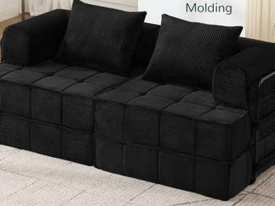 New - Korser Corduroy Folding Mattress Couch w/ Fixed-Shape Frame Convertible Modular Floor Sleeper Sofa w/ Pillows