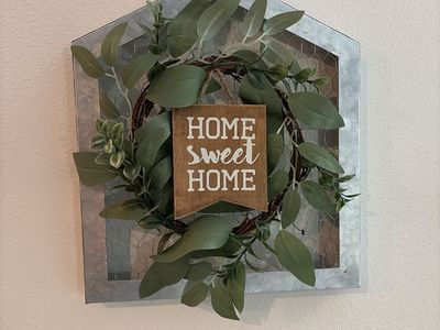 Farmhouse Style Home Sweet Home Galvanized Metal & Greenery Wall Decor
