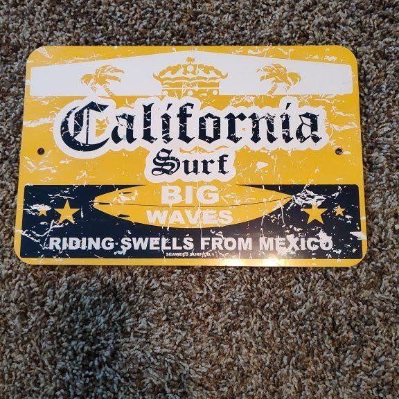 cool metal garage sign California Surf Mexico Corona beer