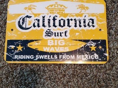 cool metal garage sign California Surf Mexico Corona beer